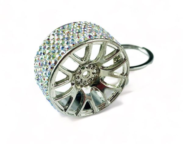 BRELOK DO KLUCZY – FELGI Z DIAMENTOWYMI RANTAMI Z CYRKONIAMI. IDALNY NA PREZENT DLA FANA MOTORYZACJI