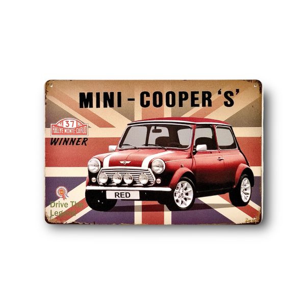 DEKORACYJNA BLACHA / TABLICA ŚCIENNA - MINI COOPER - BRYTYJSKA FLAGA