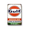 DEKORACYJNA BLACHA / TABLICA ŚCIENNA – GULF | REGULAR | UNLEADED | DIESEL