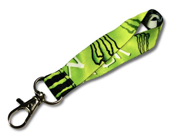 WYTRZYMAŁA SMYCZ DO KLUCZY Z MOTYWEM ZNANEJ MARKI O ZIELONO CZARNYCH BARWACH. IDEALNE POD KLUCZE. MONSTER ENERGY