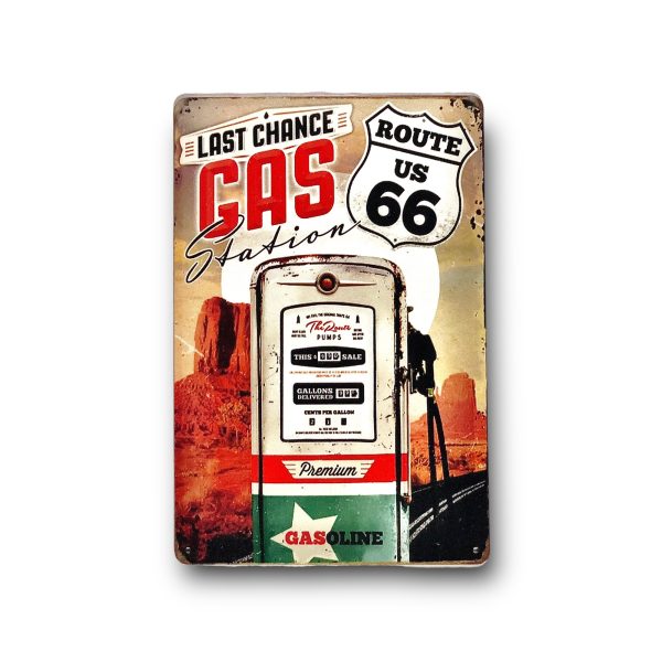 DEKORACYJNA BLACHA / TABLICA ŚCIENNA – AMERICAN STYLE | LAST CHANCE GAS | ROUTE 66