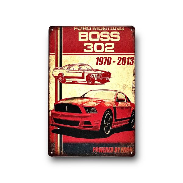 DEKORACYJNA BLACHA / TABLICA ŚCIENNA – FORD MUSTANG BOSS 302