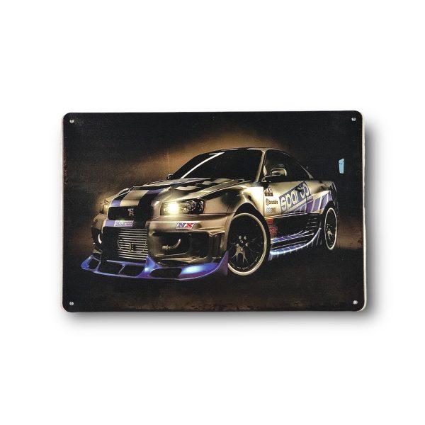 DEKORACYJNA BLACHA / TABLICA ŚCIENNA – BRIAN O'CONNER NISSAN SKYLINE R34 | SZYBCY I WŚCIEKLI