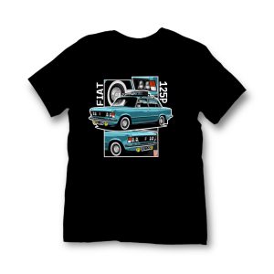 KOSZULKA CZARNA PRL FIAT 125P DUŻY FIAT NIEBIESKI